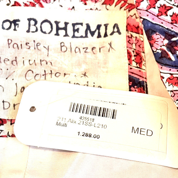 Alix of Bohemia NWT Rasha Medium Blazer - Paisley Puff Sleeve Women's Jacket Med - Picture 11 of 12